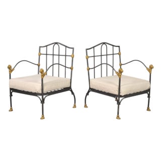 Pair of Bronze Lion's Head Lounge Chairs After Diego Giacometti For Sale