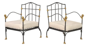 Pair of Bronze Lion's Head Lounge Chairs After Diego Giacometti