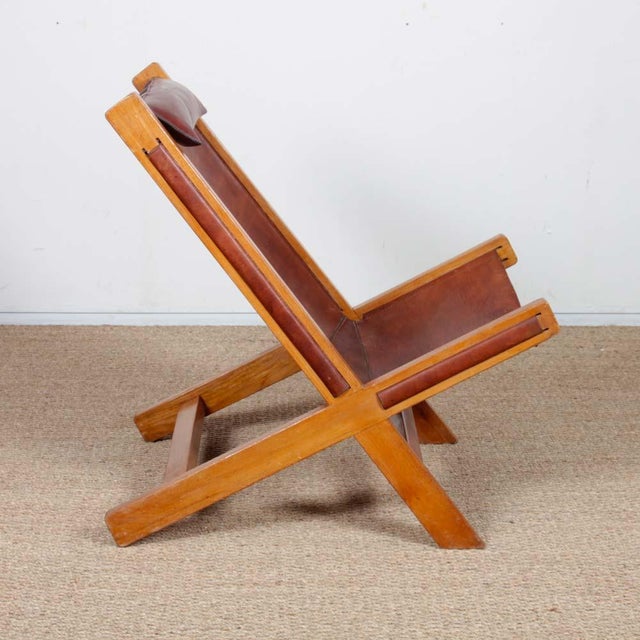 Large Wooden and Leather Armchairs, 1980s, Set of 2 For Sale - Image 6 of 10