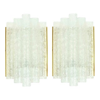1960s Mid-Century Modern Ice Glass Wall Lights/Sconces From Doria Leuchten For Sale