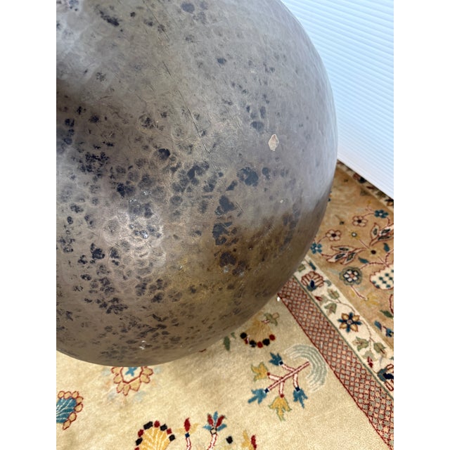 Large Hammered Metal Water Vessel + Rope Handles For Sale - Image 12 of 12