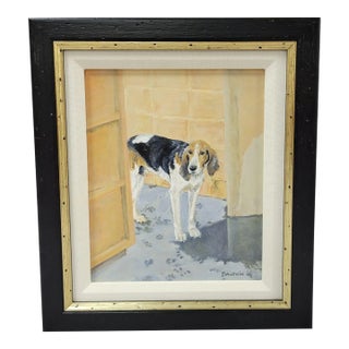 Framed Oil Painting Red Mountain Hound Foxhound by Baldwin For Sale