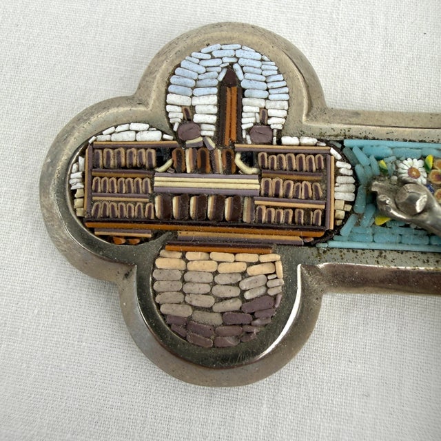 Blue Antique Roma Micromosaic Wall Cross 8.25” For Sale - Image 8 of 12