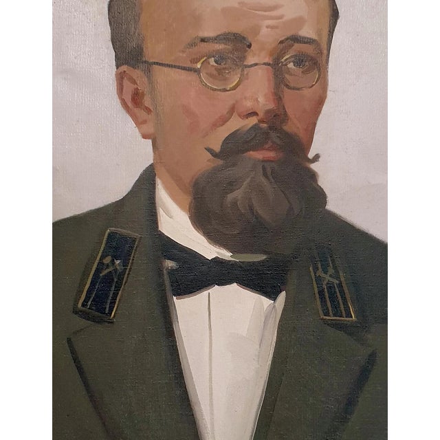 Antique Oil Portrait Painting, Ukrainian Artist Soroka, Male Figure 80-60 For Sale - Image 4 of 6