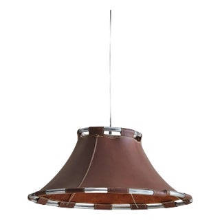 Leather Pendant Light, "Anna" by Anna Ehrner for Ateljé Lyktan, Sweden 1970s For Sale