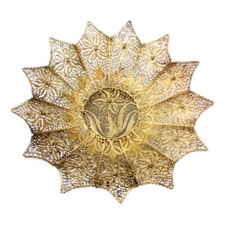 Gilded Silver Filigree Ring with Reliefs For Sale