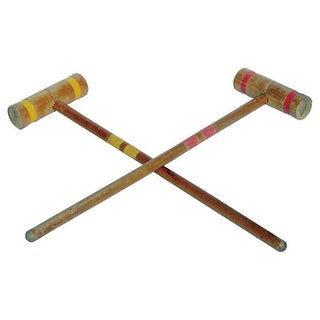 Old-School Croquet Mallets in Red & Yellow - A Pair For Sale