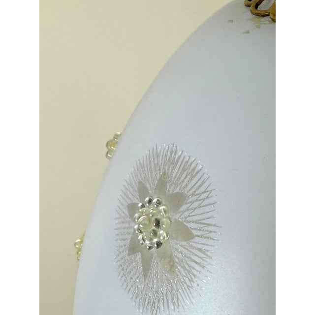 Swedish Milk Glass Pendant with Floral Motif and Brass in the style of Harald Notini, 1960s For Sale - Image 12 of 18