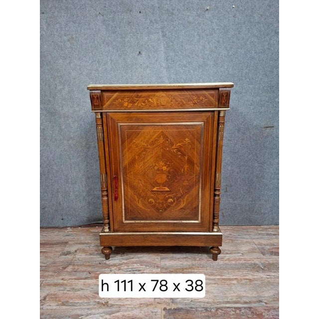 Wood Small Napoleon III Marquetry Buffet, 1890s For Sale - Image 7 of 10