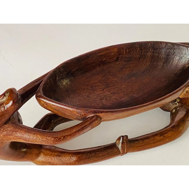 Vide Poche Sculpture in Wood Animals Holding Bowl, 1960s For Sale - Image 10 of 12