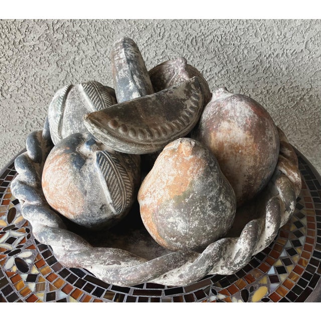 Late 20th-Century Mexican Barro Rojo (Red Clay) Earthenware Centerpiece Faux Fruit Platter - 8-Pieces For Sale - Image 9 of 18