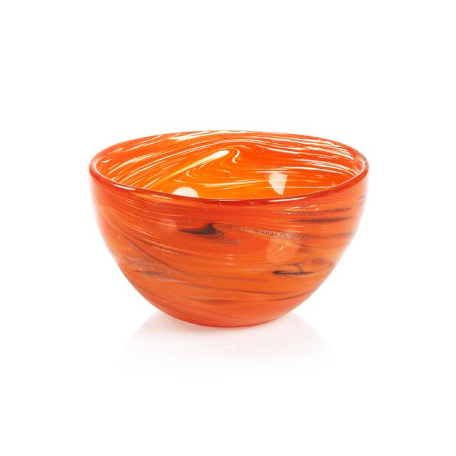 Contemporary Delphine Glass Serving Bowl- Multi Orange, 8" x 4" For Sale - Image 3 of 3
