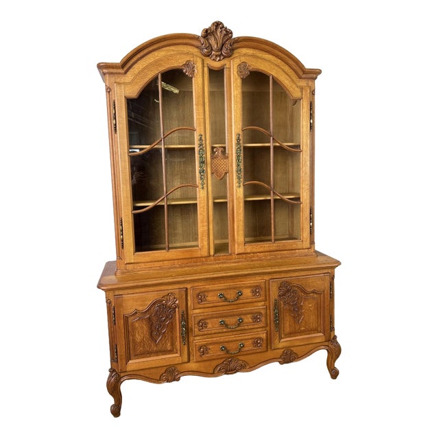 French Louis XVI Display Cabinet in Oak For Sale