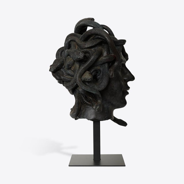 Male Medusa Bust on Stand from Pure White Lines For Sale - Image 4 of 11