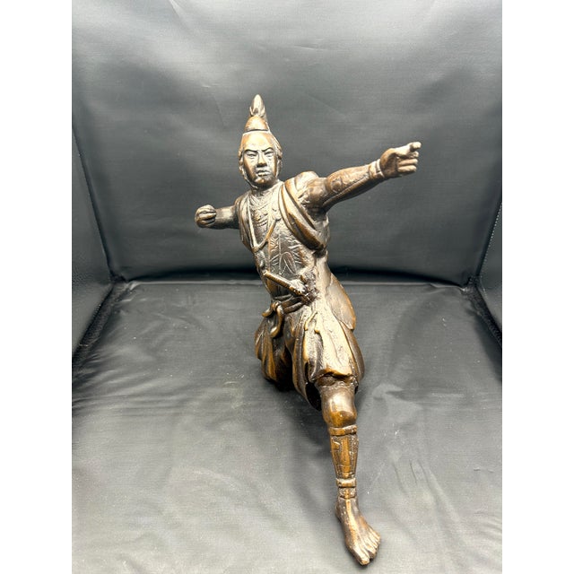 Bronze Early 20th Century Vintage Toyo Japanese Warrior Archer Sculpture For Sale - Image 8 of 10