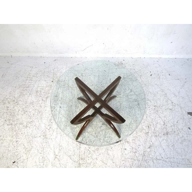Mid-Century Modern Mid-Century Glass and Wood Side Table For Sale - Image 3 of 7