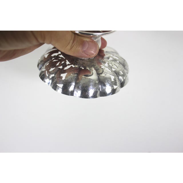 1910 Victorian Silver Plate Phoenix and Shield Ring or Candy Dish English Silverplate For Sale - Image 12 of 16