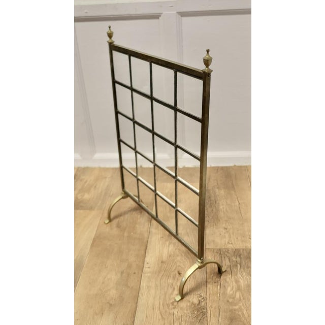 Victorian Art Nouveau Fire Screen in Brass and Glass For Sale - Image 4 of 7