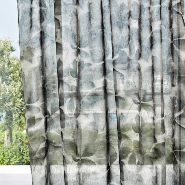 Harlequin Grounded Sheer Fabric in Black Earth For Sale
