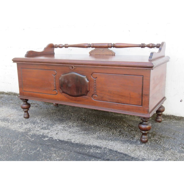 This brilliant Cedar Trunk Chest is made of wood, solid wood, walnut, veneer, and cedar wood. The Trunk was made by Lane...