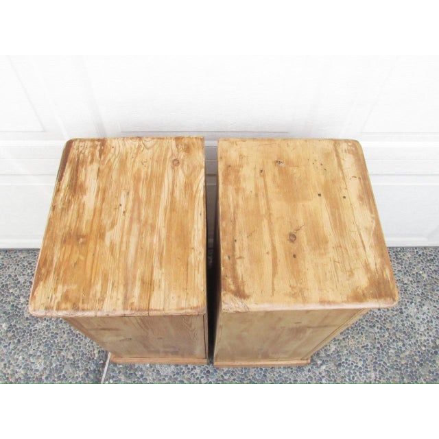 Pair of Antique English Rustic Pine Nightstands For Sale - Image 9 of 17