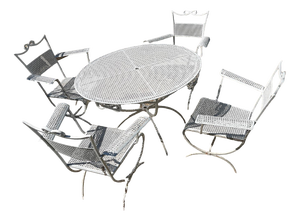 Wrought Iron Garden Table and Chairs from Maison Jansen, 1960s, Set of 5