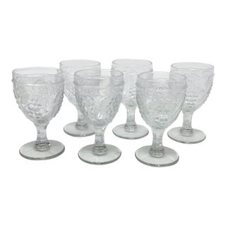 Vintage Eapg Grape and Festoon Cordial Wine Glasses - Set of 6 For Sale