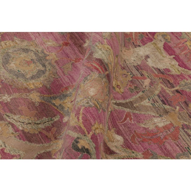Textile Rug & Kilim’s Modern Classics Rug in Soft Fuschia and Gold Traditional Medallion For Sale - Image 7 of 8