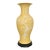 Chinese Yellow Porcelain Vase With White Prunus & Bird Motif on Carved Wood Stand For Sale