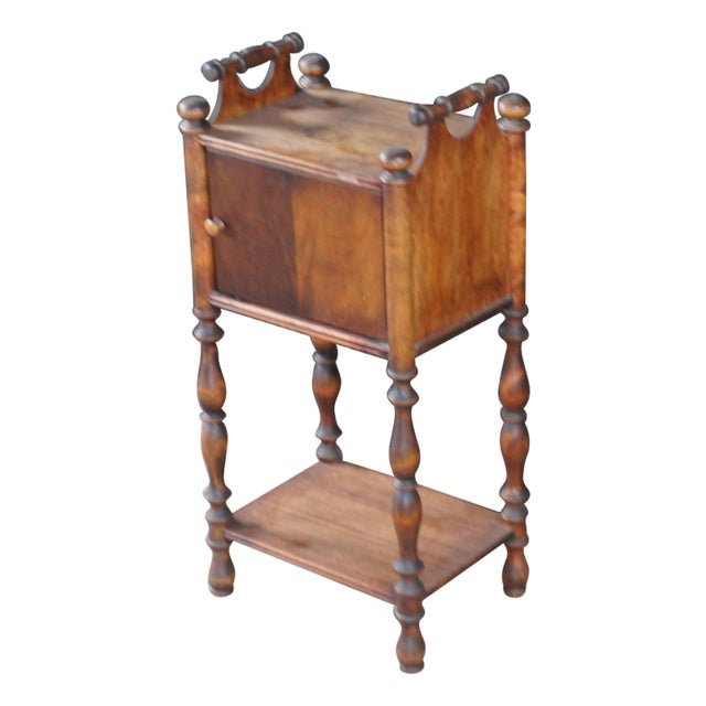 Antique Cushman Mahogany Humidor Tobacco Smoking Cabinet Table Stand 27" For Sale