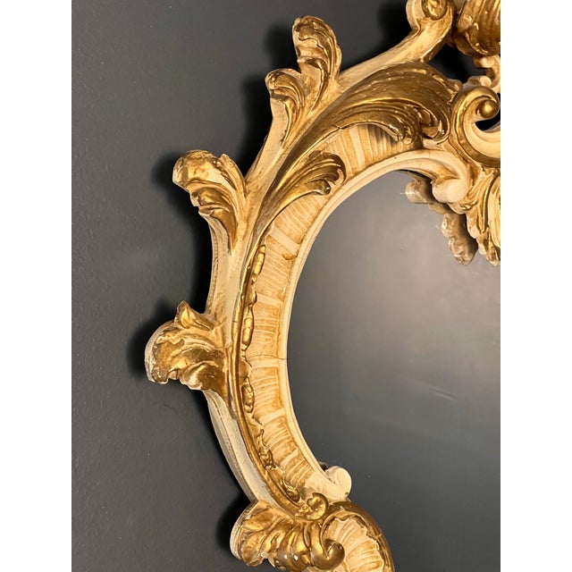 Pair of 19th Century Italian Rococo Style Carved Cream Painted and Giltwood Mirrors For Sale In Philadelphia - Image 6 of 15
