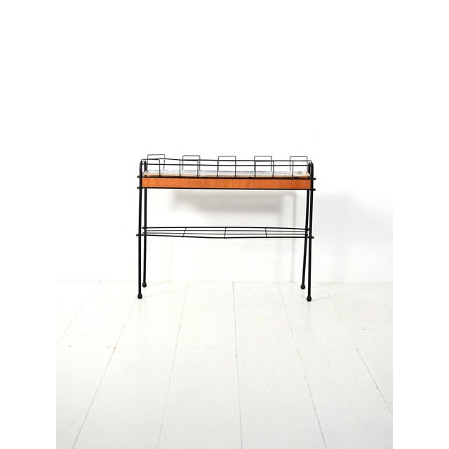 Scandinavian Flower Stand in Black Metal and Teak, 1960s For Sale - Image 10 of 10