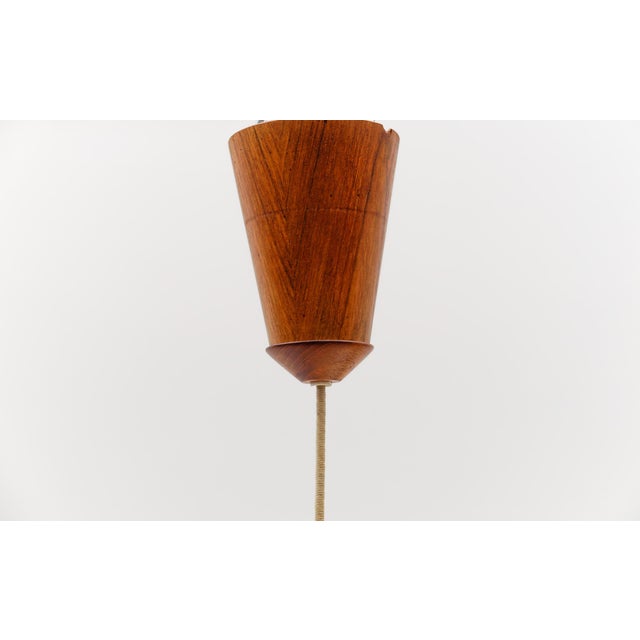 Japanese Adjustable Ceiling Lamp in Teak by Temde Swiss, 1960s For Sale - Image 9 of 10