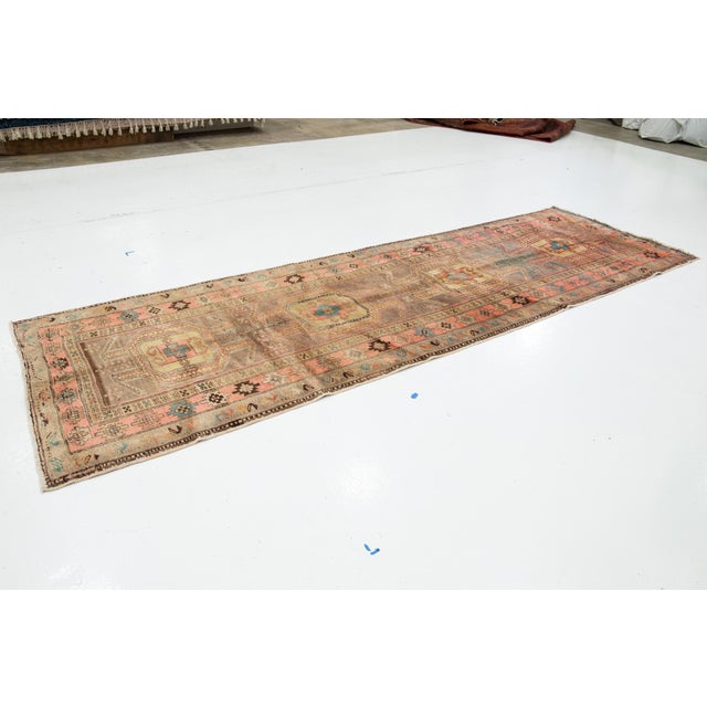 Light Brown Vintage Heriz Wool Rug With a Tribal Pattern in Peach Color For Sale - Image 4 of 11