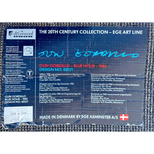 Blue Gun Gordillo, Scandinavian Abstract Wool Tapestry Rug Gun Gordillo Neon Electric Blue Color, c.1985 For Sale - Image 8 of 9