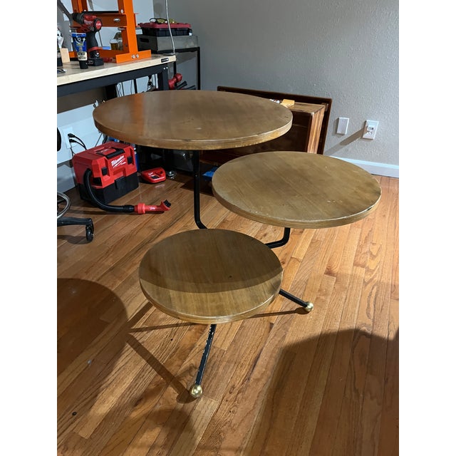1950’s Atomic Era Large Spider Frame 3 Tier Coffee / Cocktail Table. Top Tier Measuring 24” Across For Sale - Image 11 of 12