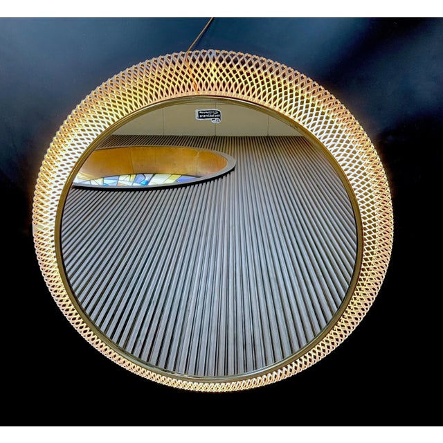 Large Round Illuminated Wire Mesh and Crystal Glass Mirror from Vereinigte Werkstätten München, Germany, 1950s For Sale - Image 17 of 18