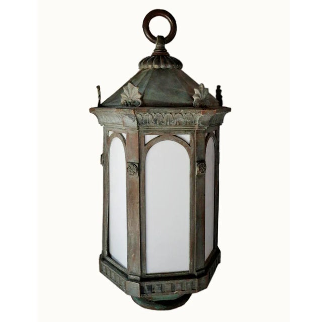 Early 20th Century Antique Hanging Lantern - English Style Copper For Sale - Image 5 of 5