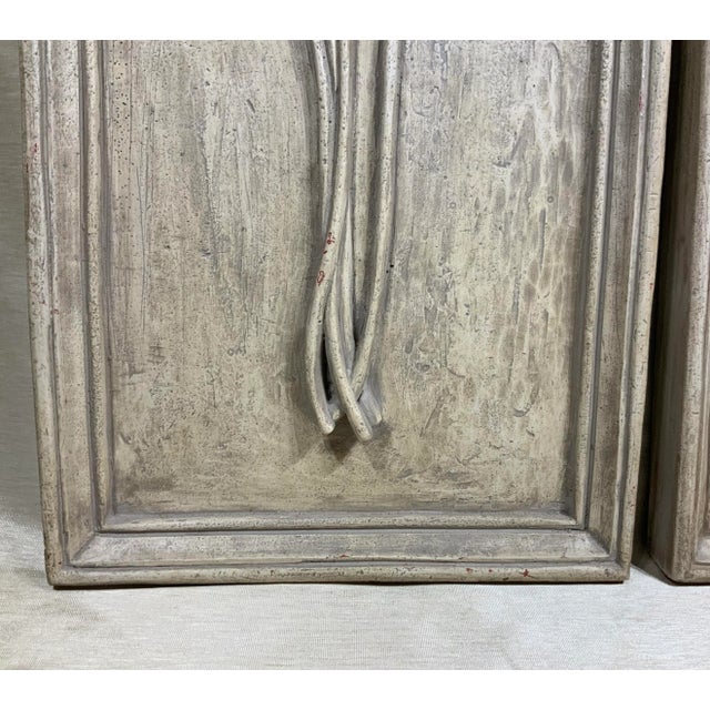 1980s Carved Gray Wall ‏Hangings - a Pair For Sale - Image 9 of 12