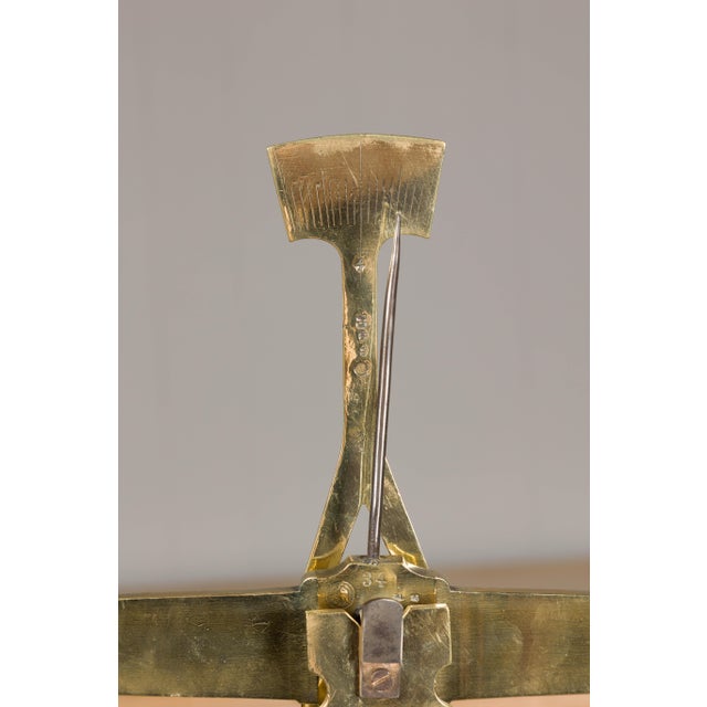 Metal Large French 19th Century Brass and Steel Scale with Weighing Pans and Column For Sale - Image 7 of 12