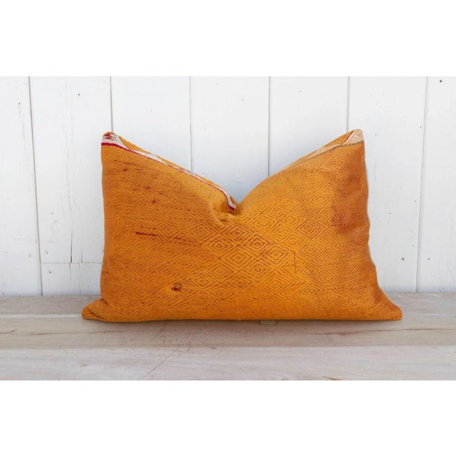 Gold Mica Silk Phulkari Pillow For Sale - Image 9 of 9