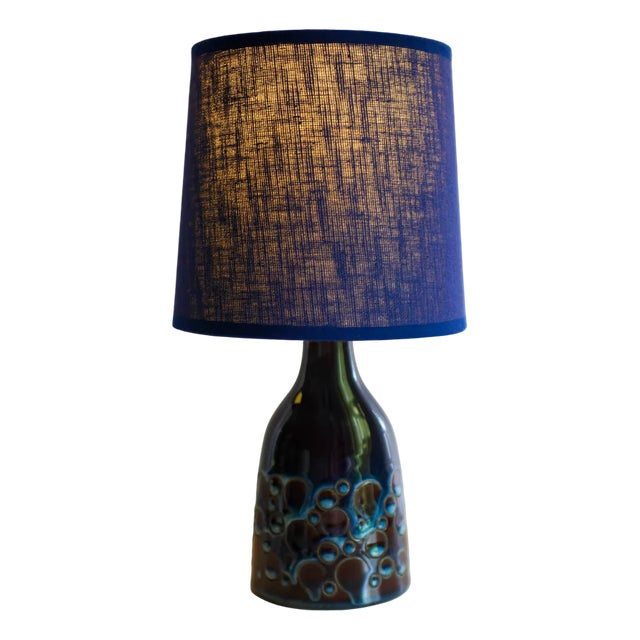 Mid-Century Modern Pottery Table Lamp with Candy Glazing from Söholm, Denmark., 1960s For Sale