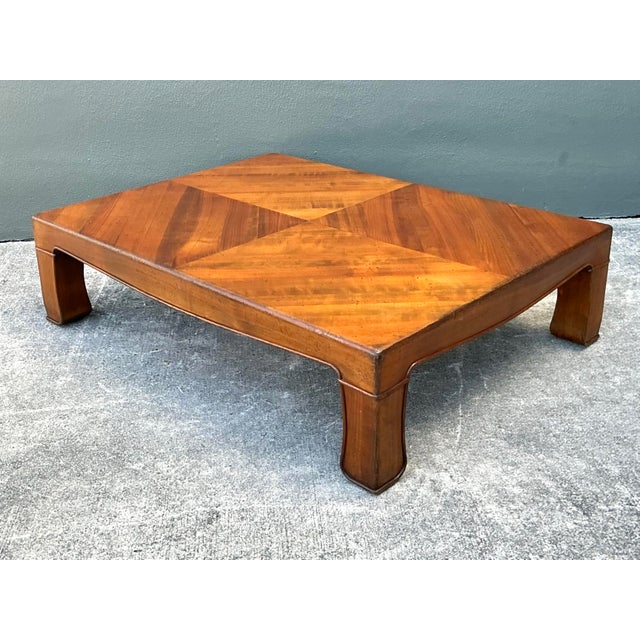 Vintage Chevron Wood Coffee Table For Sale - Image 9 of 12
