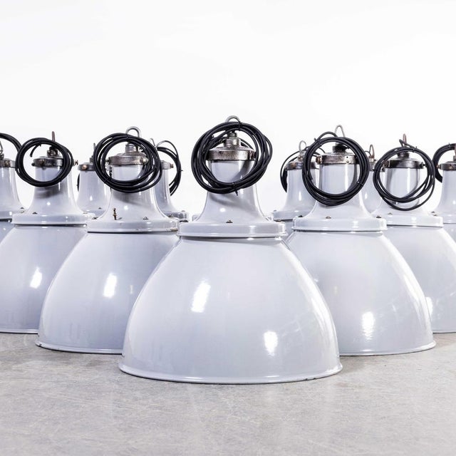 Domed Benjamin Enamelled Pendant Lamp, 1950s For Sale - Image 3 of 15