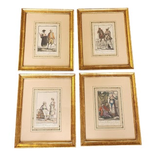 Set of 4 Antique Jacques Grasset De Saint-Sauveur Hand Colored French Engravings For Sale