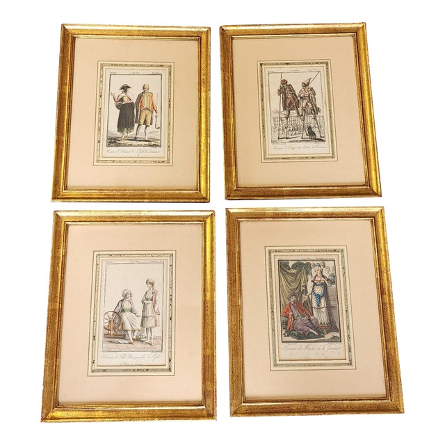 Set of 4 Antique Jacques Grasset De Saint-Sauveur Hand Colored French Engravings For Sale