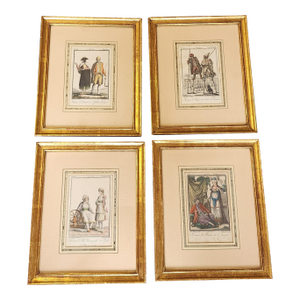 Set of 4 Antique Jacques Grasset De Saint-Sauveur Hand Colored French Engravings