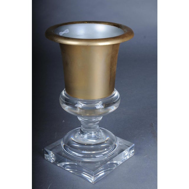 Gold Hollywood Regency Gilt Acrylic Goblet Vase For Sale - Image 8 of 11
