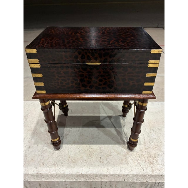 Leather Wrapped Accent Table Jewelry Box in Faux Bamboo From Lineage Home Furnishings Philippines For Sale - Image 11 of 12