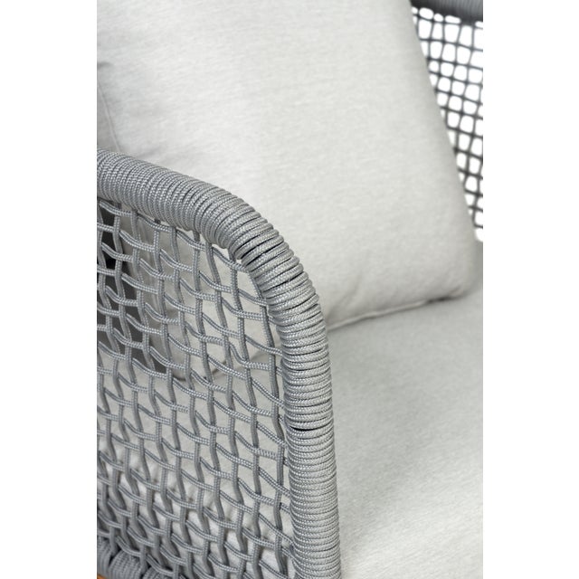 Cypress Teak Wood Outdoor Arm Chair With Gray Rope Design For Sale - Image 11 of 12